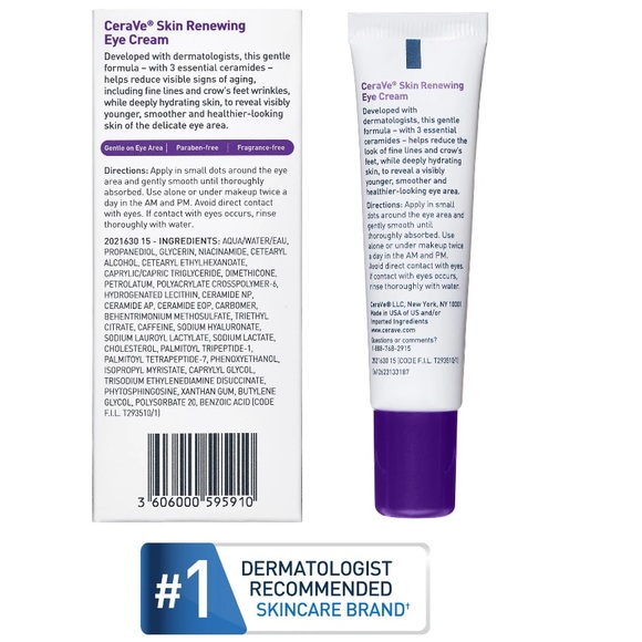 Cerave Anti-Aging Eye Cream for Wrinkles Fragrance Free, 0.5 oz NEW - Picture 2 of 6